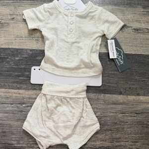 PurelySoft by Carter’s Preemie 2 Piece Set Neutral Ribbed Outfit NWT